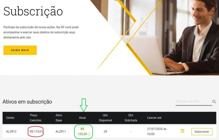 subscrição fundos imobiliários